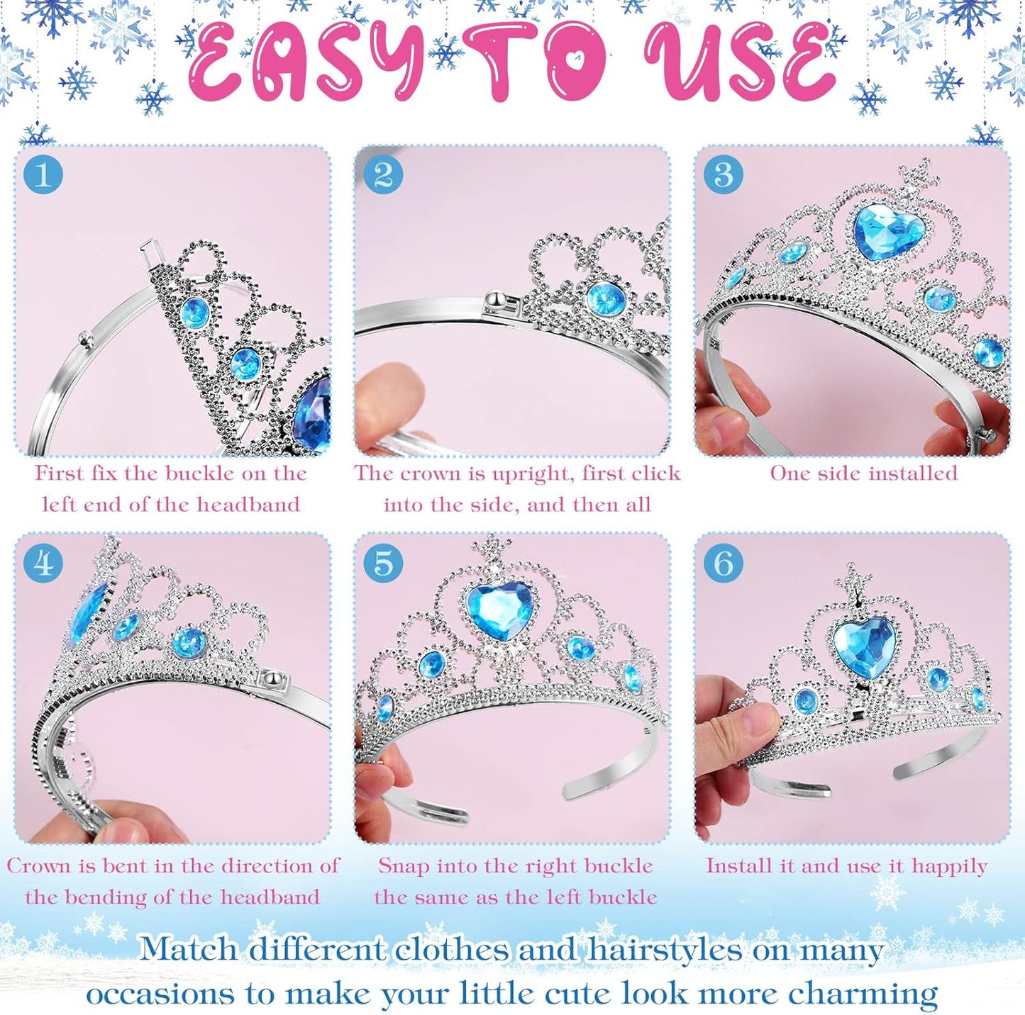 Zhanmai 24 Pcs Tiara Crown Set Princess Crown for Girls Plastic Tiaras Dress up Costume Party Favor Accessories Kid Birthday (Blue Purple Pink)