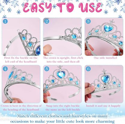 Zhanmai 24 Pcs Tiara Crown Set Princess Crown for Girls Plastic Tiaras Dress up Costume Party Favor Accessories Kid Birthday (Blue Purple Pink)