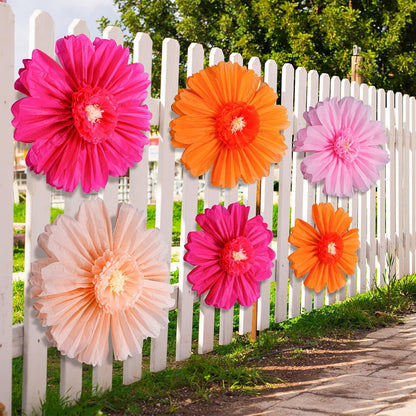 Giegxin 20 Pcs 31.5'', 23.6'', 11.8'', 9.8'' Pink Giant Paper Flower Boho Large Tissue Flower for Wall Pink Pom Pom Floral Decoration for Wall Wedding Bridal Shower Classroom Tea Party Birthday Decor