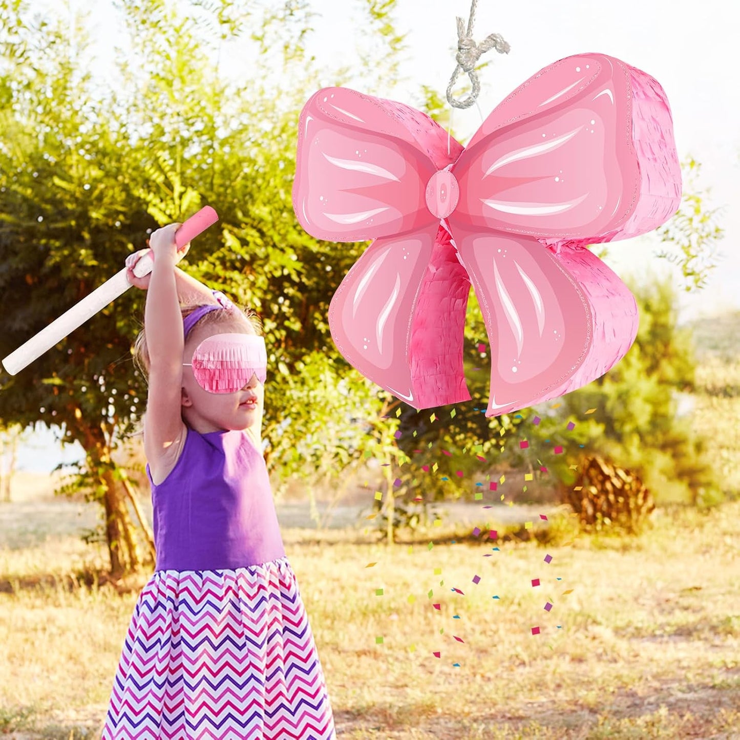Hooqict Mexican Pinata with Blindfold and Bat Stick Party Pinata for Fiesta Carnival Cinco de Mayo Decorations Kids Adults Mexican Party Games Birthday Party Supplies