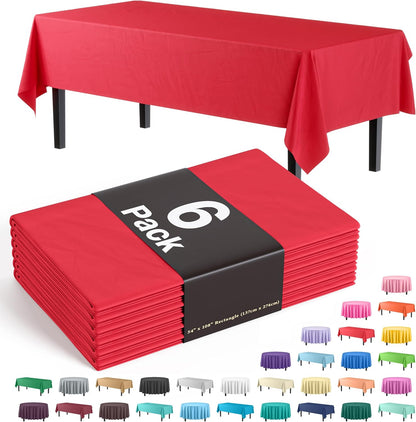 Exquisite Party Solids 6-Pack Premium Plastic Tablecloth 54in. x 108in. Rectangle Plastic Table Cover - Navy