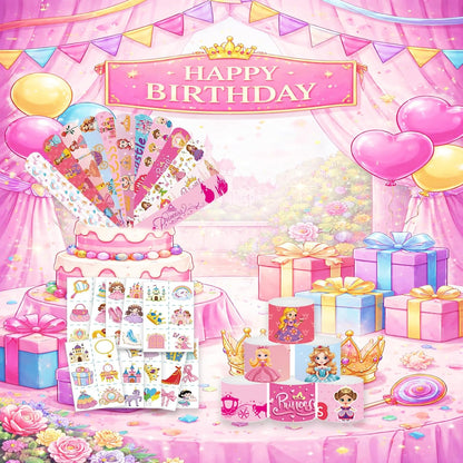 84 pcs Princess Birthday Party Supplies Favors, 24PCS Slap Bracelets and 60PCS Pre-Cut Temporary Tattoos, Goodie Bag Stuffers, Princess Celebrations Party Supplies