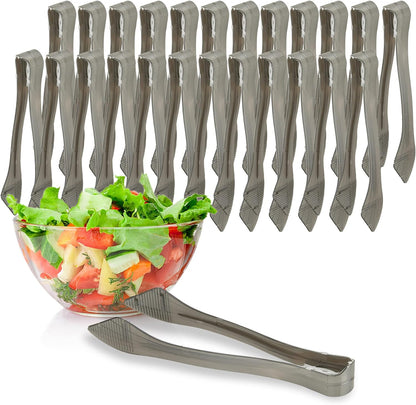 PARTY BARGAINS 8.5″ Clear Plastic Serving Tongs 12-Pack – Heavy-Duty Disposable & Reusable Kitchen Tongs for Parties BBQ Buffet Salad Appetizers Catering