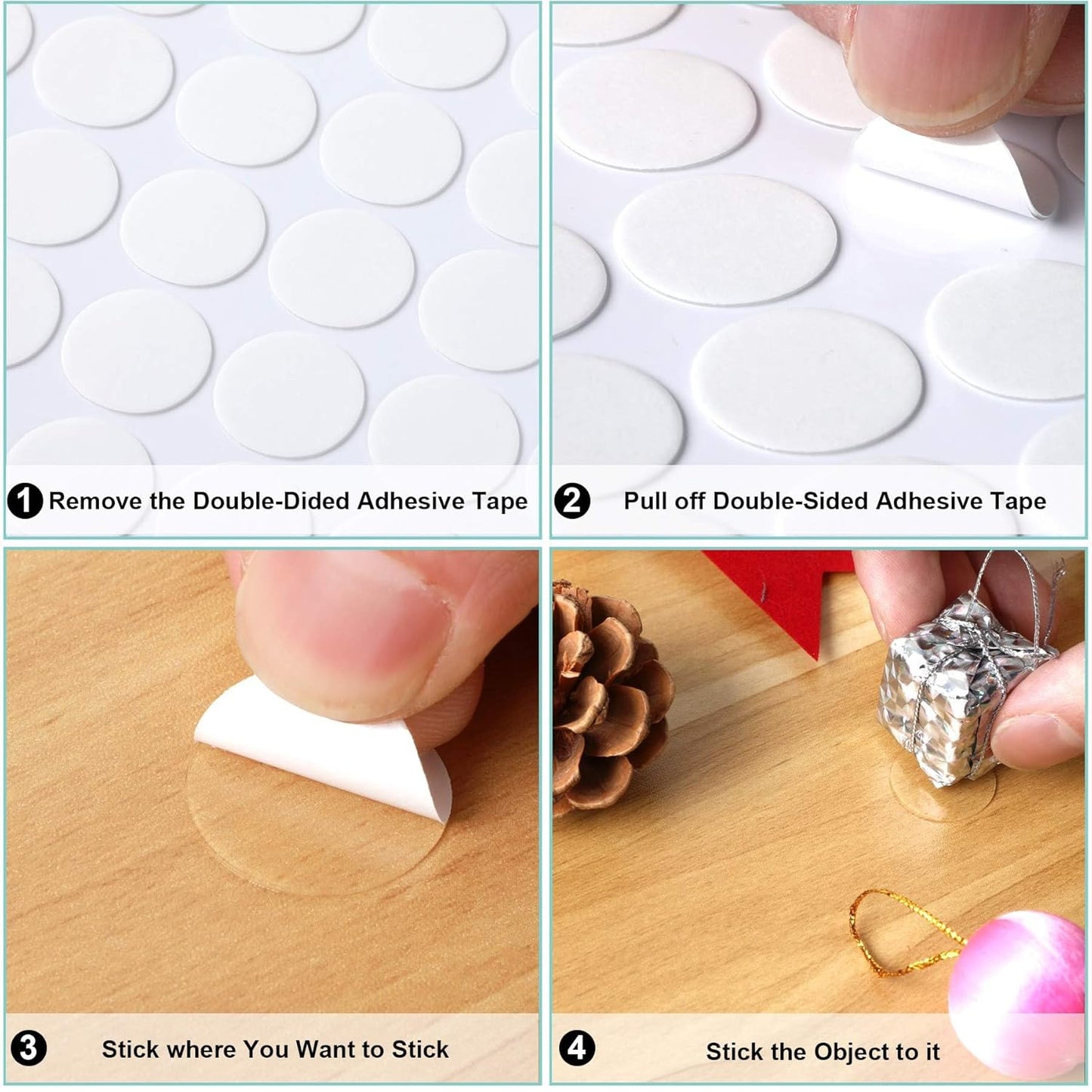 JANYUN 140 Pieces Adhesive Dots,Removable Round Putty Clear Tack No Trace Small Tape Stickers for Wall Hanging Festival Poster Office Party Decoration Picture Crafts