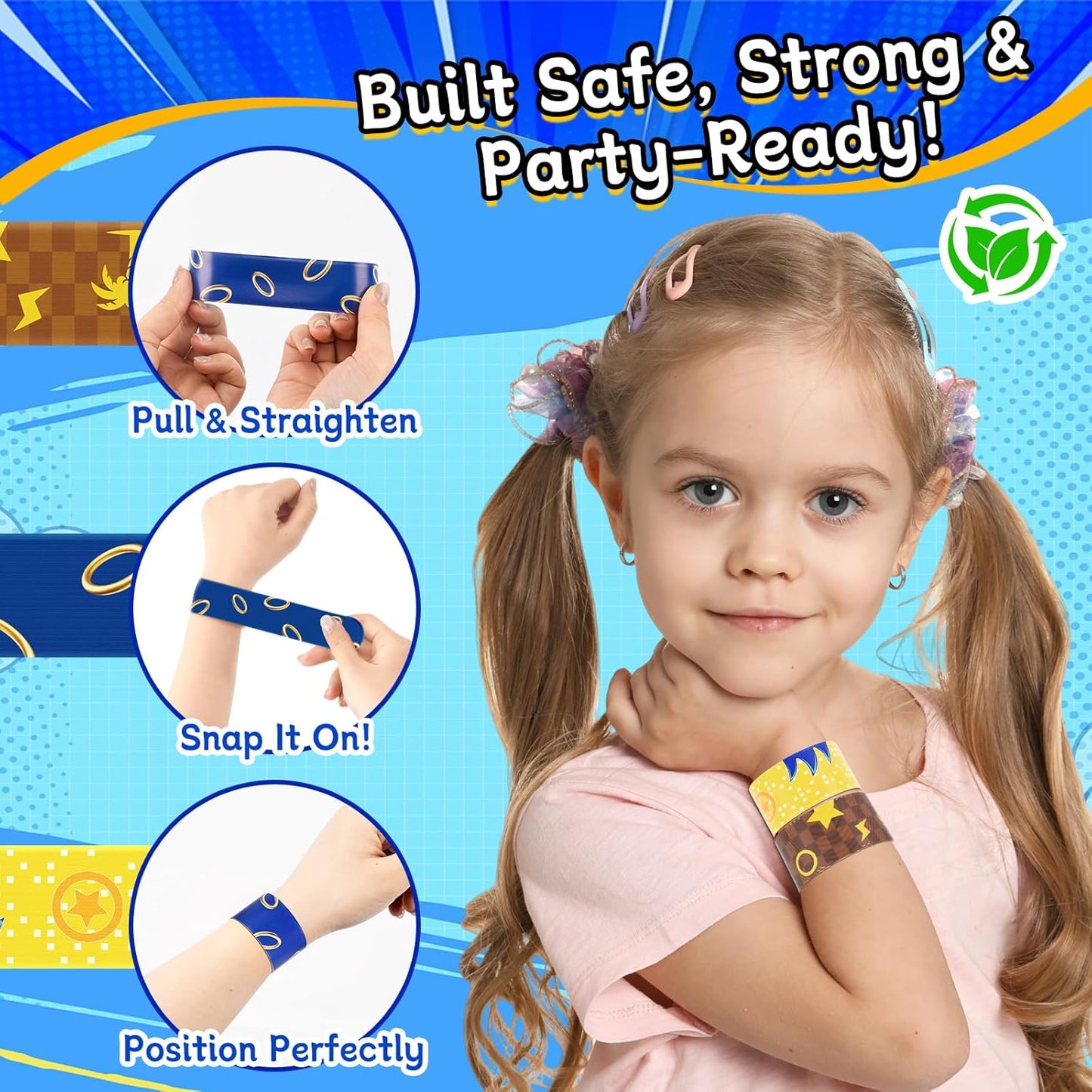 Cartoon Animation Slap Wristband, 24 Pack - Birthday Party Supplies, Cartoon Theme Bracelets Goodie Bag Fillers for Birthday & Theme Parties