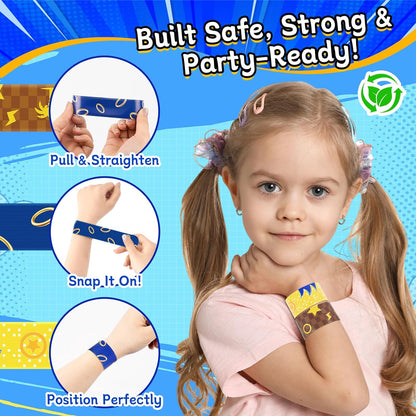 Cartoon Animation Slap Wristband, 24 Pack - Birthday Party Supplies, Cartoon Theme Bracelets Goodie Bag Fillers for Birthday & Theme Parties