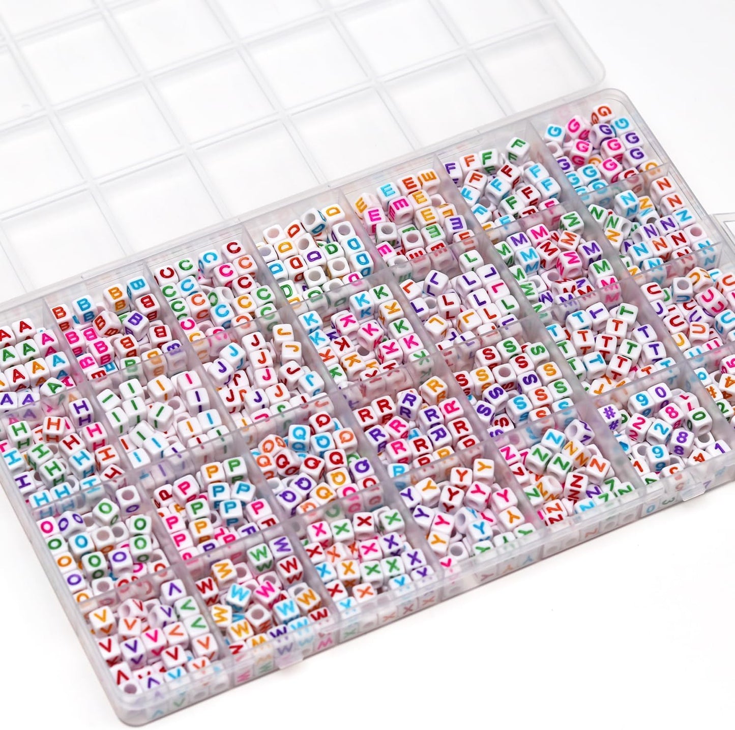 Melius 1450Pcs Acrylic Glow Letter Beads, Alphabetical Glowing in The Dark Beads in 28 Grid Box for Jewelry Making, DIY Bracelets, Necklaces, Key Chains (Glowing, 4x7mm)