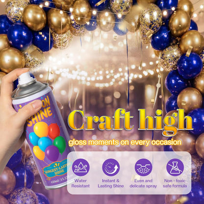 Balloon Shine Spray for Party : 15 oz Balloons Spray Silicone for Mother's Day Halloween Birthday Decorations - Long Lasting Instant High Shine Waterproof for Outdoor Décor
