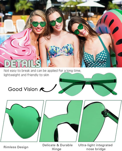 Frienda 8 Pairs Heart Shaped Sunglasses for Women Rimless Heart Glasses Candy Color Sunglasses for Party Favor
