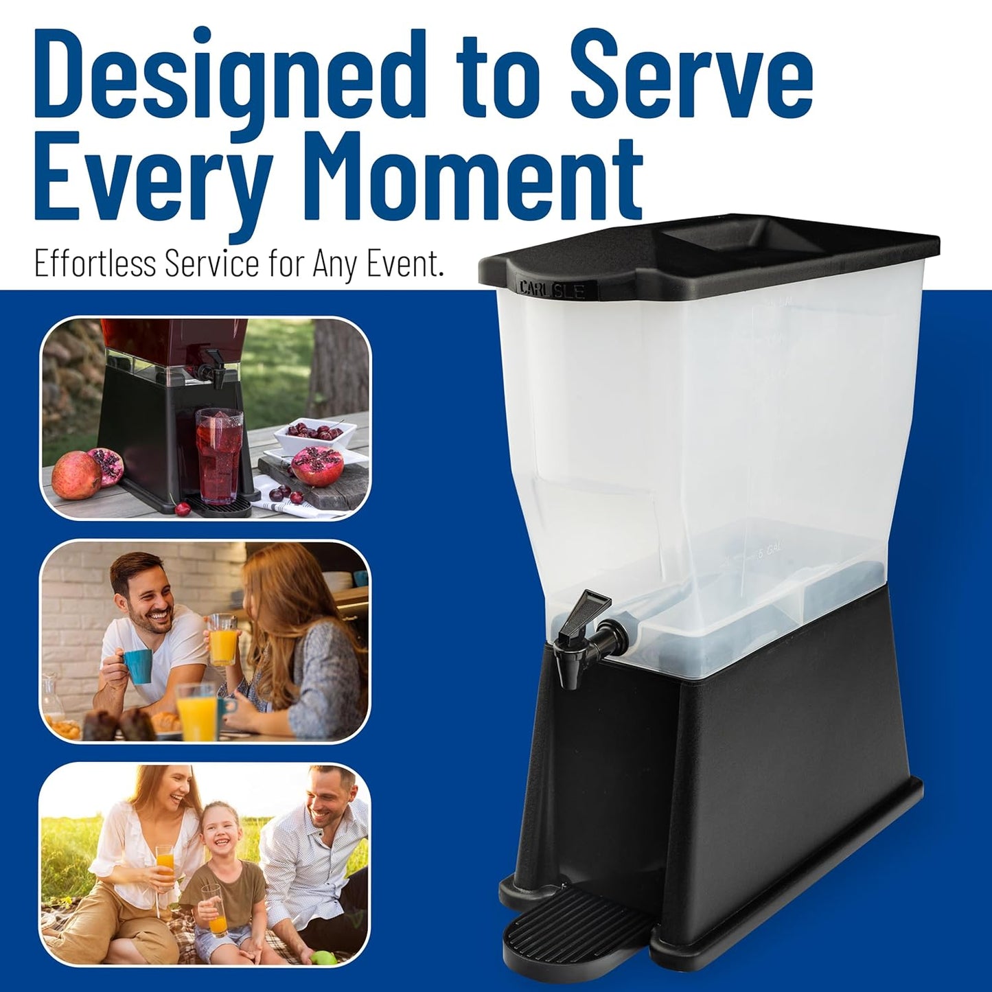 Carlisle FoodService Products Trimline Double Base Rectangular Beverage Dispensers with Spigot for Catering, Buffets, Restaurants, Polycarbonate (Pc), 2 x 3.5 Gallons, Black