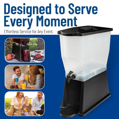 Carlisle FoodService Products Trimline Double Base Rectangular Beverage Dispensers with Spigot for Catering, Buffets, Restaurants, Polycarbonate (Pc), 2 x 3.5 Gallons, Black