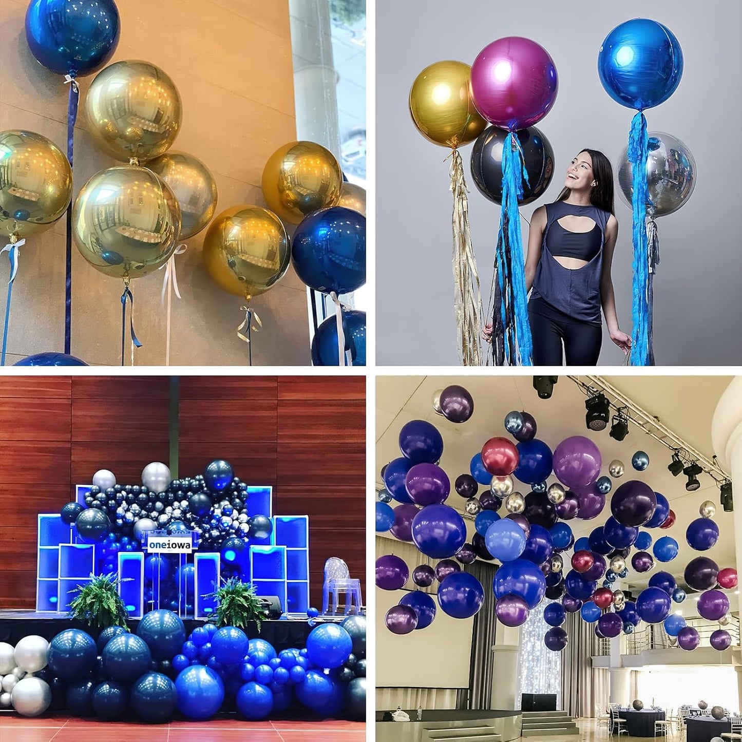 PartyWoo Metallic Gold Foil Balloons 20pcs Different Sizes Pack of 22 15 10 Inch Large Round Foil 4D Inflatable Mirror Ball Mylar Balloons for Graduation Birthday Baby Shower Party Decorations