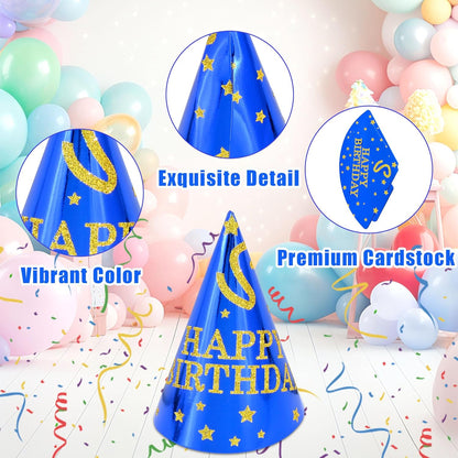 CANREVEL 12 PCS Party Hats for Adults, Party Headwear, Happy Birthday Hats, Birthday Party Decorations for Women Men