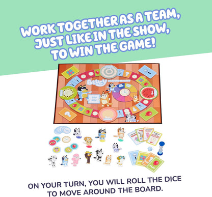 Bluey Scavenger Hunt Board Game, Cooperative Play with 4 Exclusive Mini-Figures, Indoor Games for Kids Ages 5+, Fun Toy Token Collecting Game