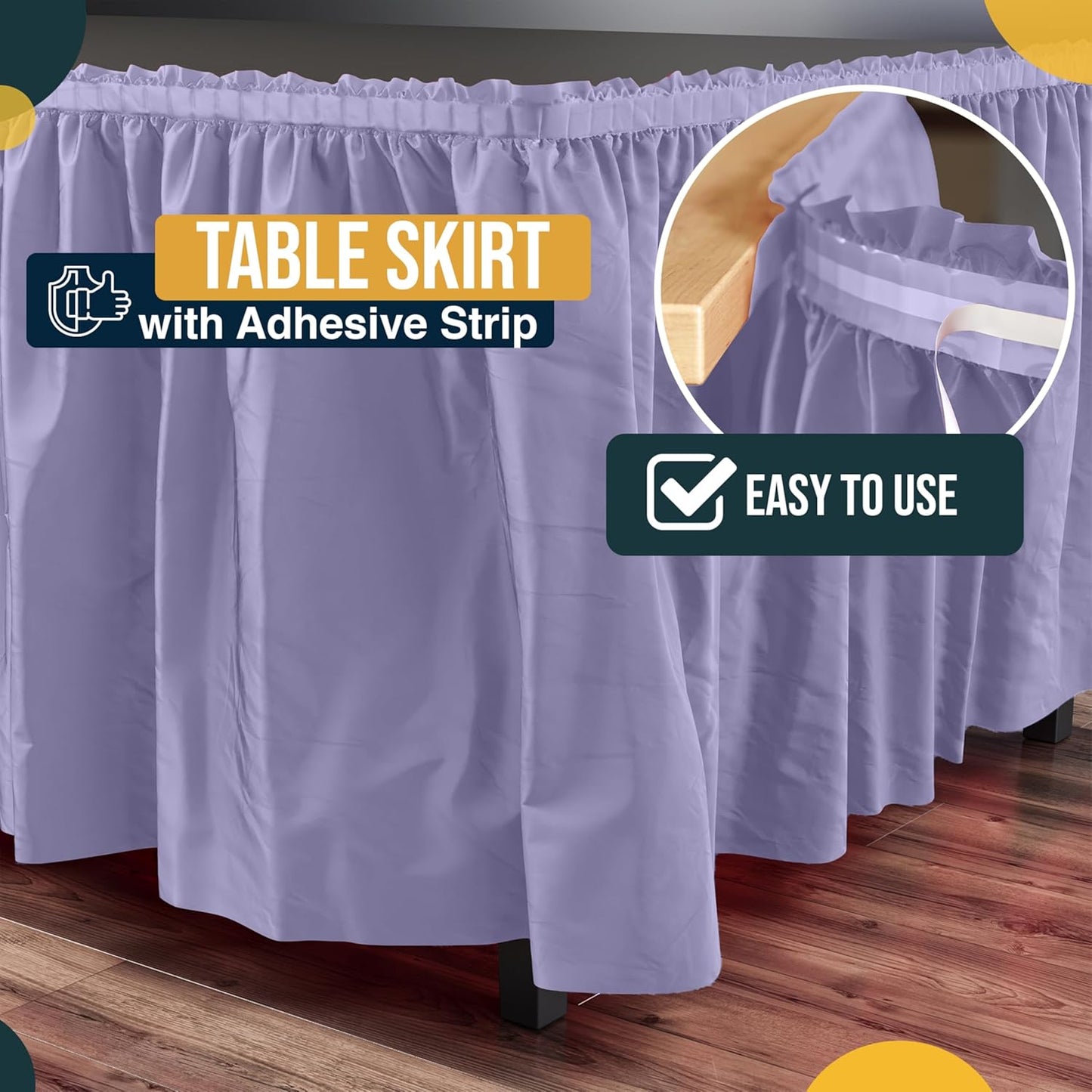 Exquisite Ruffle Table Skirt Black 6 Pack 14 Ft Long Table Skirts for Rectangle Tables 6ft Plus or Round Tables Skirts with Adhesive Strip for Gender Reveal Decor & Happy Birthday Parties