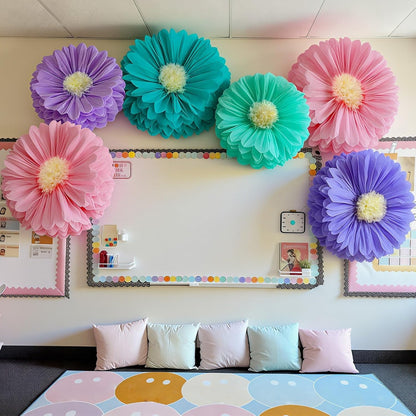 Chunful 5 Pcs 30'' 24'' Gaint Pastel Tissue Paper Flowers Decoration Large Hanging Tissue Paper Pom Poms Decor for Pastel Birthday Bachelorette Wedding Baby Shower Bridal Shower Easter Party Decor
