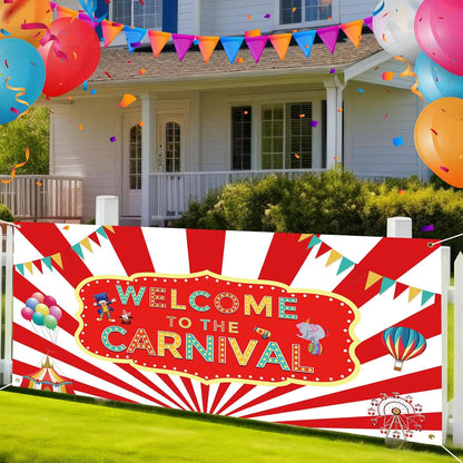 Teenyyou Welcome to the Carnival Banner Carnival Decorations Circus Party Supplies Backdrop for Circus Theme Party Decorations Birthday, 71 x 35 Inch