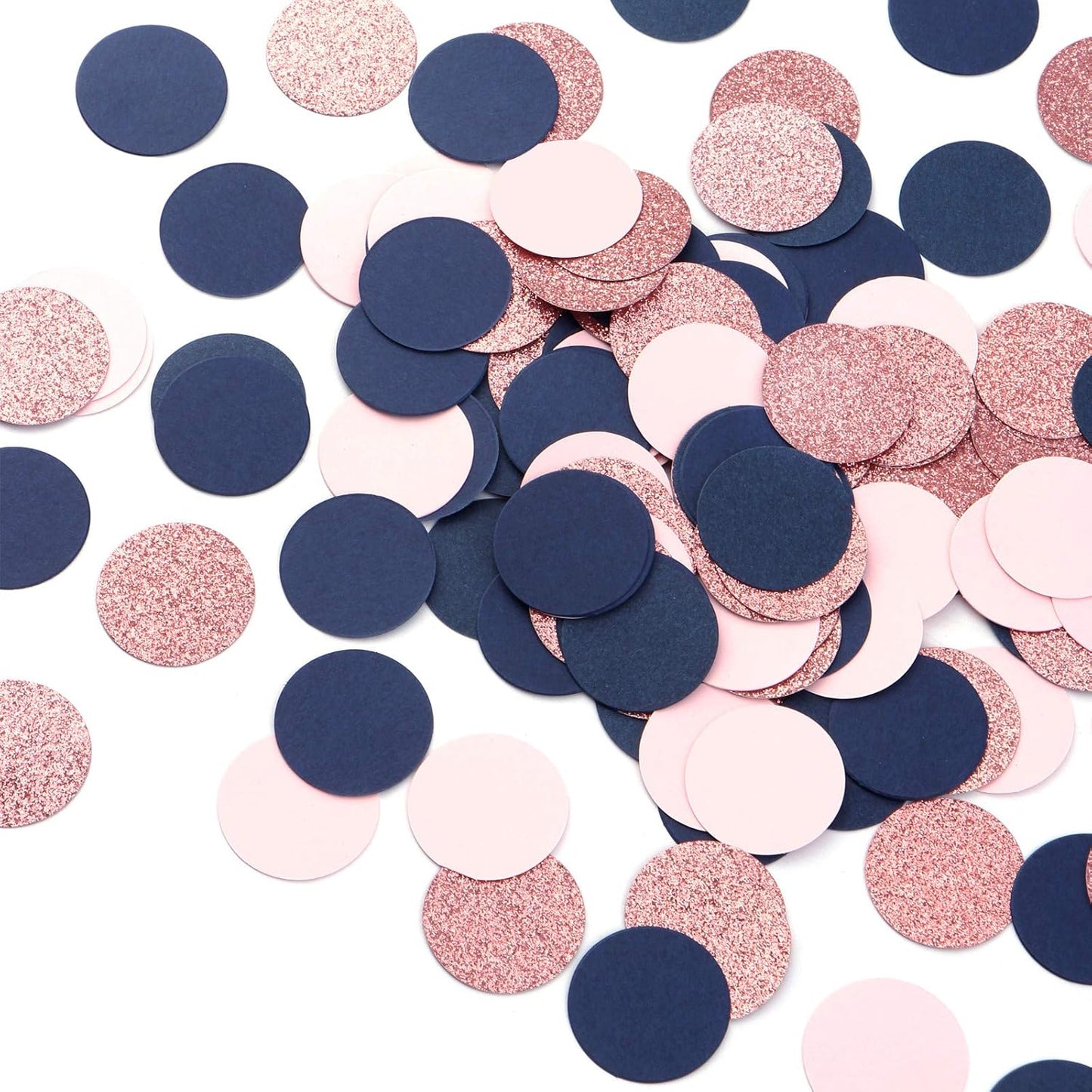 Navy Blue White Gold Confetti Birthday Decorations for Boys Glitter Paper decor Sprinkles Biodegradable Table Confetti Round for Graduation Wedding Baby Shower Party Lasting Surprise 300pcs