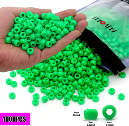 1000Pcs Glow in The Dark Pony Beads 9mm Plastic Kandi Beads Bulk for Friendship Bracelet Necklace Craft Jewelry Making Beads for Hair Braids 9 Color
