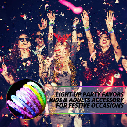 Novelty Place 12Pcs LED Glow Bracelets Set - Light Up Party Favor Toys Glow Sticks for Kids and Adults - Glow in the Dark Accessories for Halloween, Birthdays, Concerts, and Carnival Celebrations