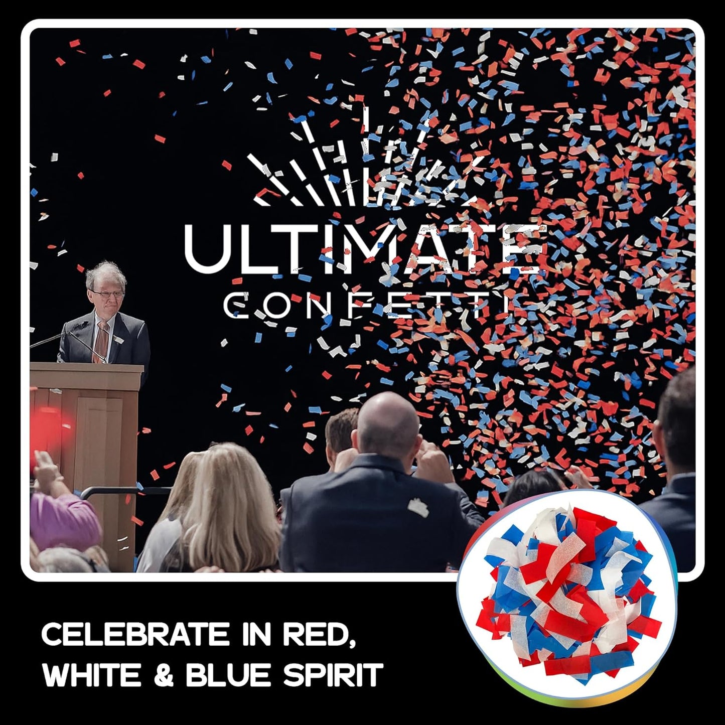 Ultimate Confetti, Multicolor Biodegradable Confetti - Rectangular Fluttering Tissue Paper Confetti for Cannon and Launcher use - Best for Holidays, Birthday, Wedding, and Parties - 1 lb, 16 oz