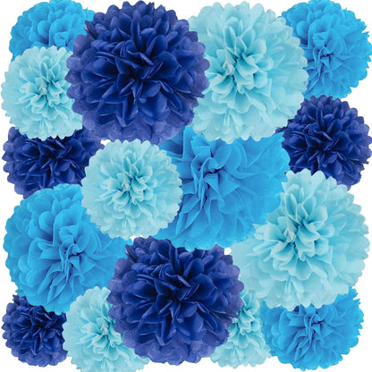 18 PCS Tissue Paper Pom Poms, Tissue Pom Poms Flowers, Sizes of 6", 10", 12", 14" Hanging Paper Flower Ball for Wedding, Birthday, Halloween, Christmas, Baby Shower Party Decor (Red Black Gold)