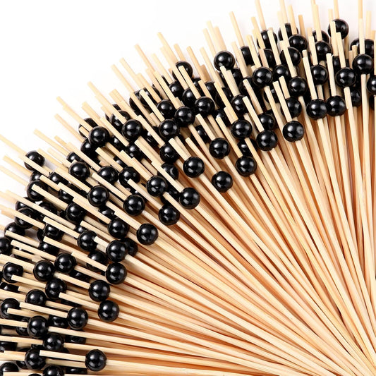 Reallnaive 600 Pcs Cocktail Pick Pearl Fancy Toothpick for Appetizer 4.7 Inch Long Skewer for Drink Fruit Food Bamboo Stick Wedding Bridal Shower Decoration Charcuterie Accessories (White)