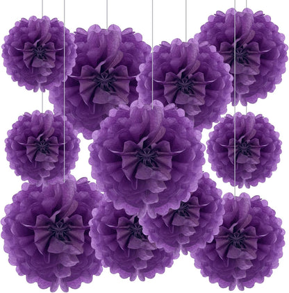 Tissue Paper Pom Poms, Pink Tissue Paper Flowers, Hanging Flower Balls for Weddings Fiesta Parties Birthday Baby Showers Classroom Bridal Shower Decoration (18Piece Set-6/10/12/14Inch)