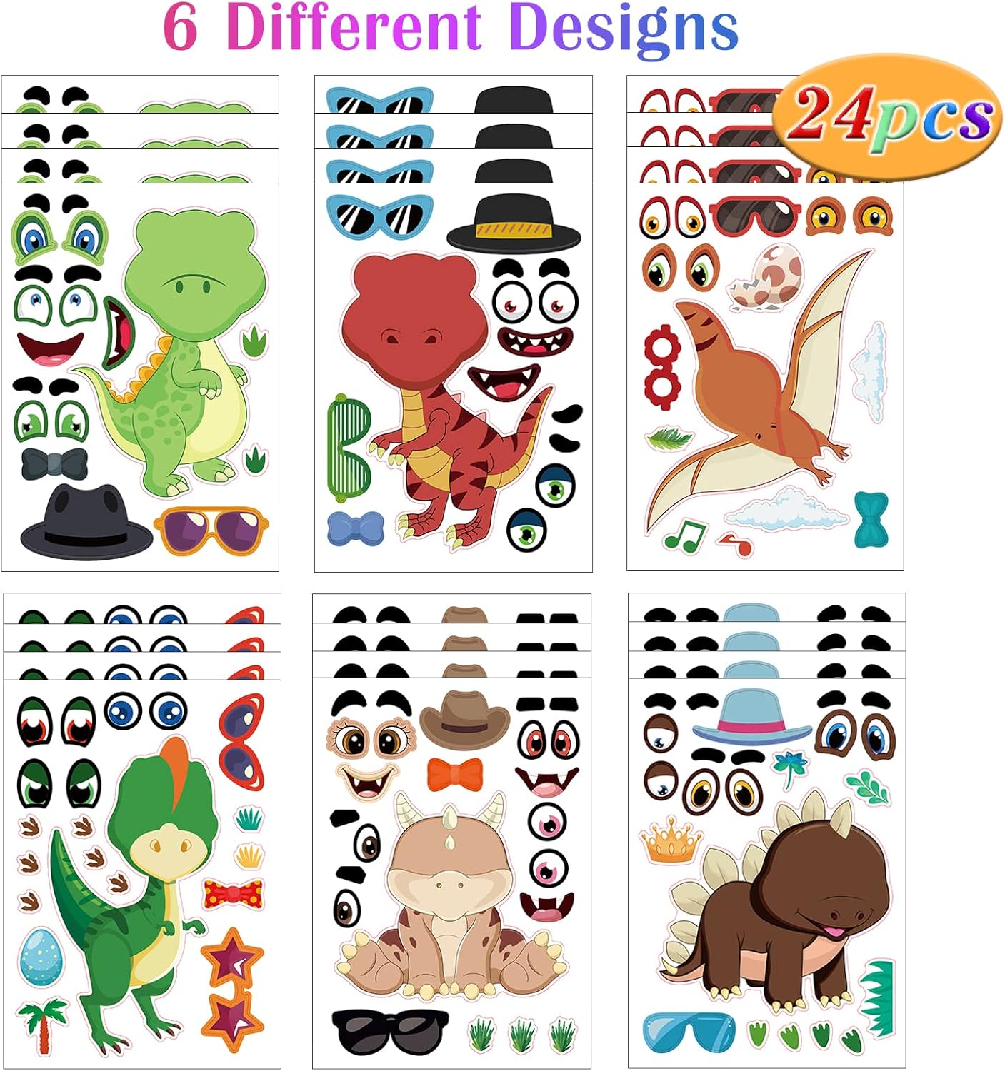 24 Sheets Cupcake Make a Face Sticker Sheets for Kids Todders Activities, Make Your Own Stickers for Kids Birthday Party Favor Supplies Craft