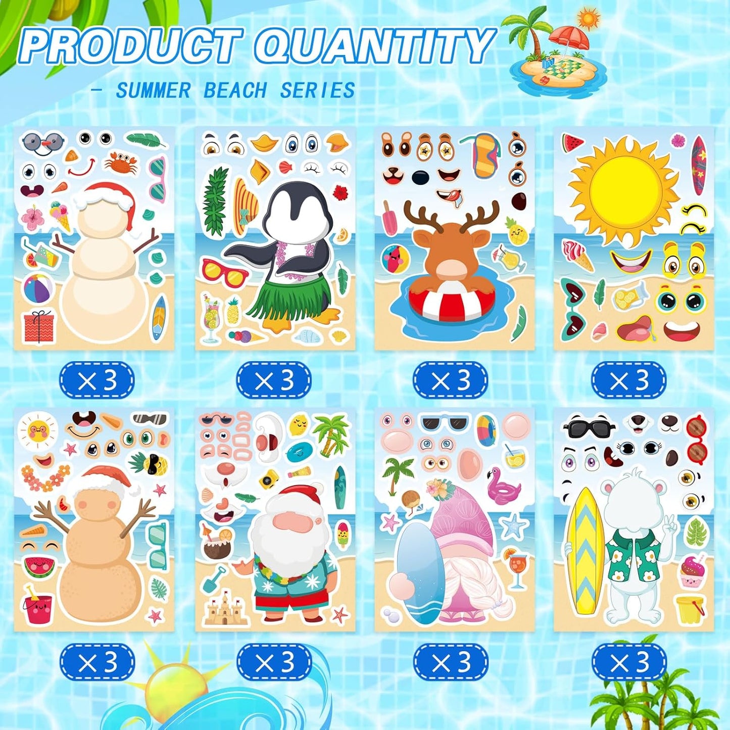 24 PCS Fairy Stickers for Kids, Make a Face Sticker with 8 Unique Designs Fairy, Frog, Mushroom, Make Your Own Stickers for Girls Birthday Party Favors, Goodie Bags, DIY Crafts