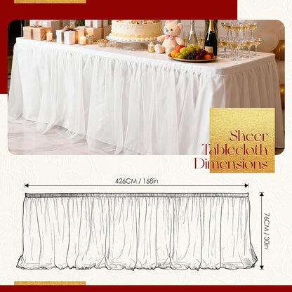THARAHT Tulle Table Skirt 6FT 180CM Long for Rectangle Tables Round Tables Ruffle Desk Skirt for Princess Girls Birthday Party Cake Dessert Decorations Table Skirt