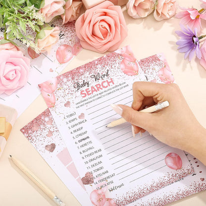 Yinder 145 Pcs Baby Shower Games Activities Cards with 20 Pencils Includes Baby Bingo Description and Wishes Guess Who Price is Right Word Scramble Game(Here Comes the Son)