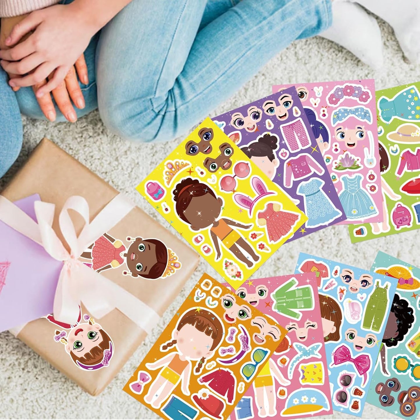 24 Sheets Make-a-face Cupcake Stickers Make Your Own Dessert Stickers Mix and Match Sweets and Fruit Treats Party Favor Supplies for Kids Ice Cream Sticker Games Birthday DIY Art Crafts