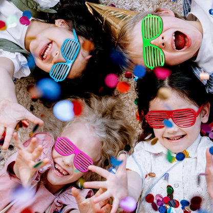 54 Pack Neon Party Shutter Shades Glasses,80's Party Slotted Plastic Sunglasses Eyewear Party Favors and Party Props for Kids Teens Adults