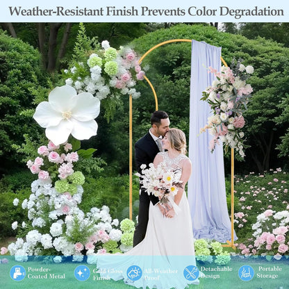 Wedding Arch Backdrop Stand, 6FT, 5FT, 4FT Set of 3 Metal Gold Balloon Arch kit Stand for Ceremony Baby Shower Birthday Bridal Party Event Background Decoration, Garden Climbing Plant Fram