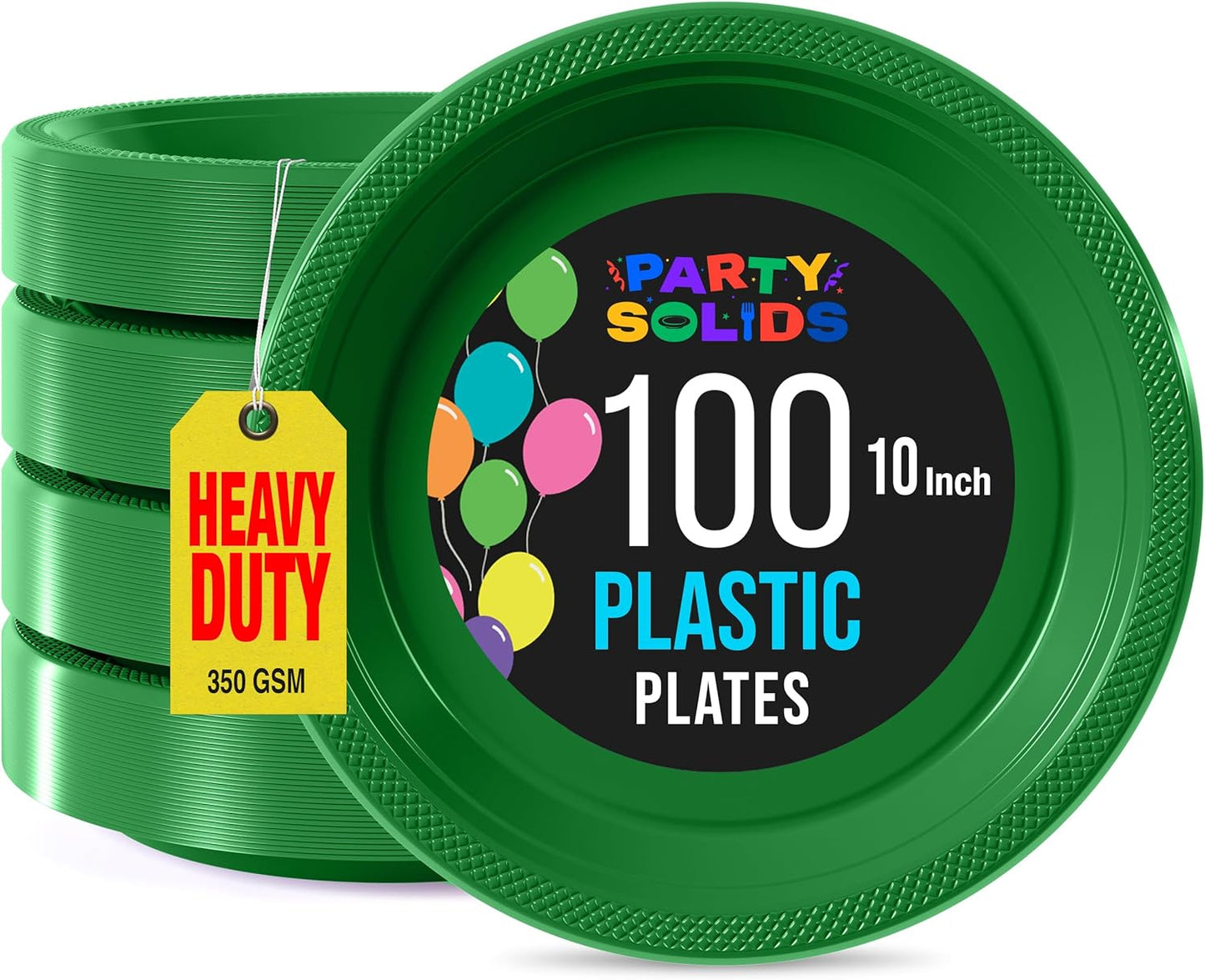 Party Solids Black Plastic Plates For Party 10" Black Disposable Plates For Party Supplies 100 Pcs Plastic Dinnerware Sets Heavy Duty 350 GSM Disposable Dinnerware Set