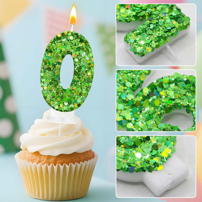 Birthday Number Candles, Glitter Number Candle Cake Decorations with Sequins, Cupcake Decorations for Girls, Women, Party Anniversary Celebrations (Number 6, Purple)