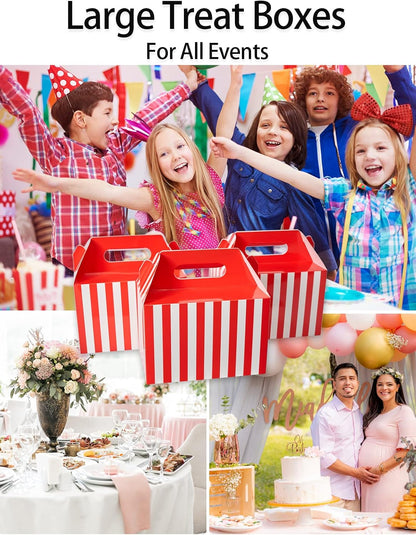 Happyhiram 30 CT Large Welcome Boxes with Handles White, 9x6x6 Gable Gift Easter Boxes Cardboard Paper Party Favor Boxes Barn Style Carry Out Box Recyclable Paper Gift Packaging Boxes for Food Box Lunch Cookies Donuts Baby Shower Bridal Shower Wedding