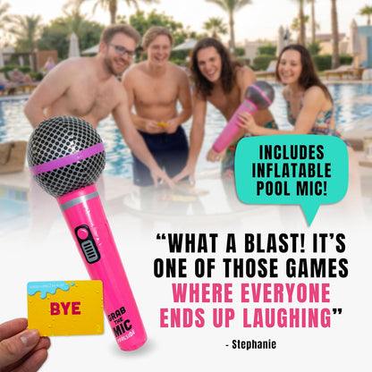 Lucky Egg Official Grab The Mic – Family Karaoke Board Game w/Foam Mic, 8+ Ages, 2-10 Players - Games for Bad Singers w/ 230 Lyrics (115 Cards)