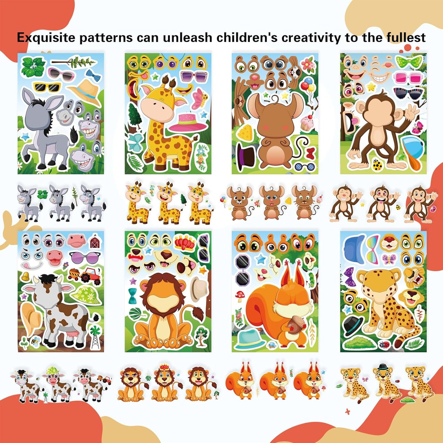 24 Sheets Make-a-face Cupcake Stickers Make Your Own Dessert Stickers Mix and Match Sweets and Fruit Treats Party Favor Supplies for Kids Ice Cream Sticker Games Birthday DIY Art Crafts