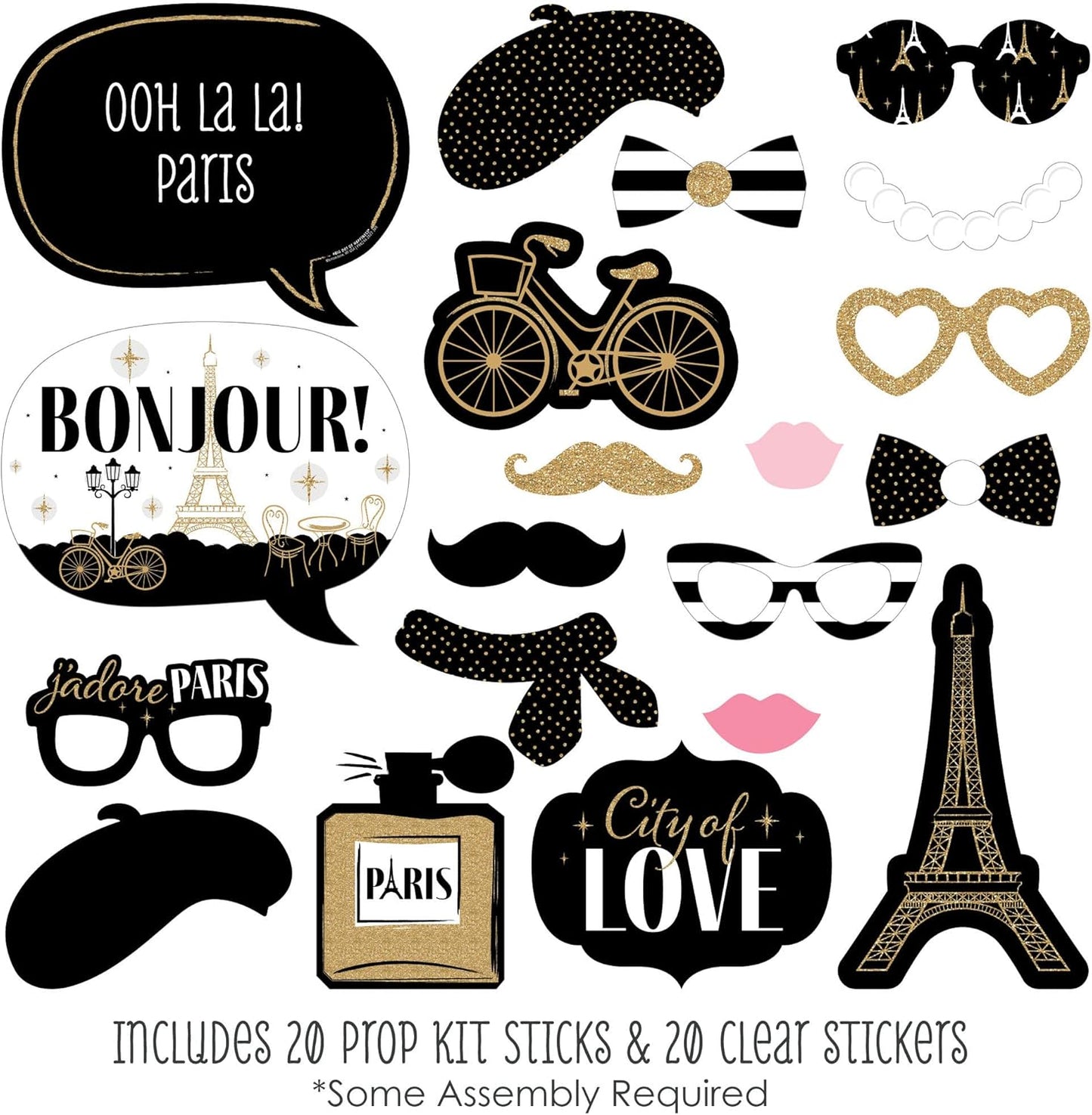 Big Dot of Happiness Prom - Photo Booth Props Kit, Dance Decorations, Photography Accessories, Party Decor- 20 Piece set