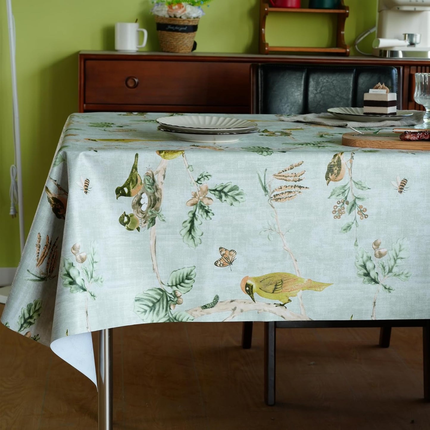 Rectangle Table Cloth,100% Waterproof Tablecloth Oil Proof Spill Proof Vinyl Table Cloth, Wipe Clean Plastic Table Cover for Dining, Camping, Indoor and Outdoor 52" x 70",Leaves