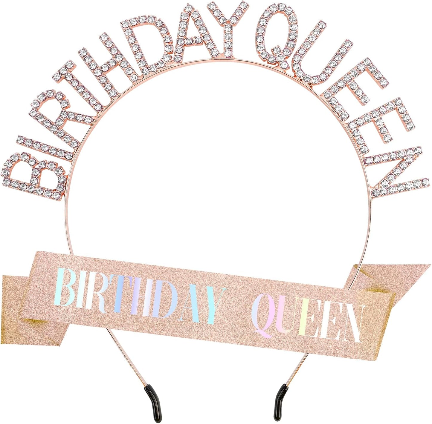 Birthday Sash & Crown for Women - Tiara Headband, Girls' Decorations Accessories
