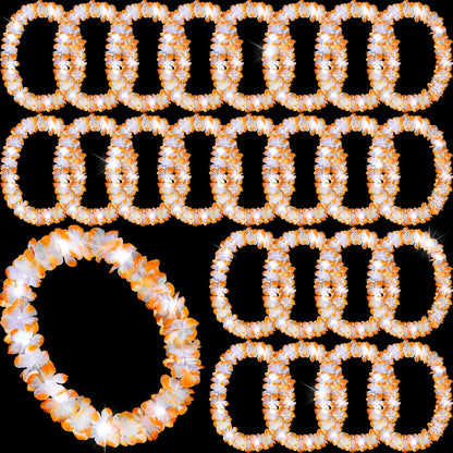 Sherr 24 Pcs LED Leis Light Up Purple and Gold Hawaiian Flower Necklaces, Graduation 2026 Party Supplies, Class of 2026 Leis for Beach Wedding Luau Glow Party Favors