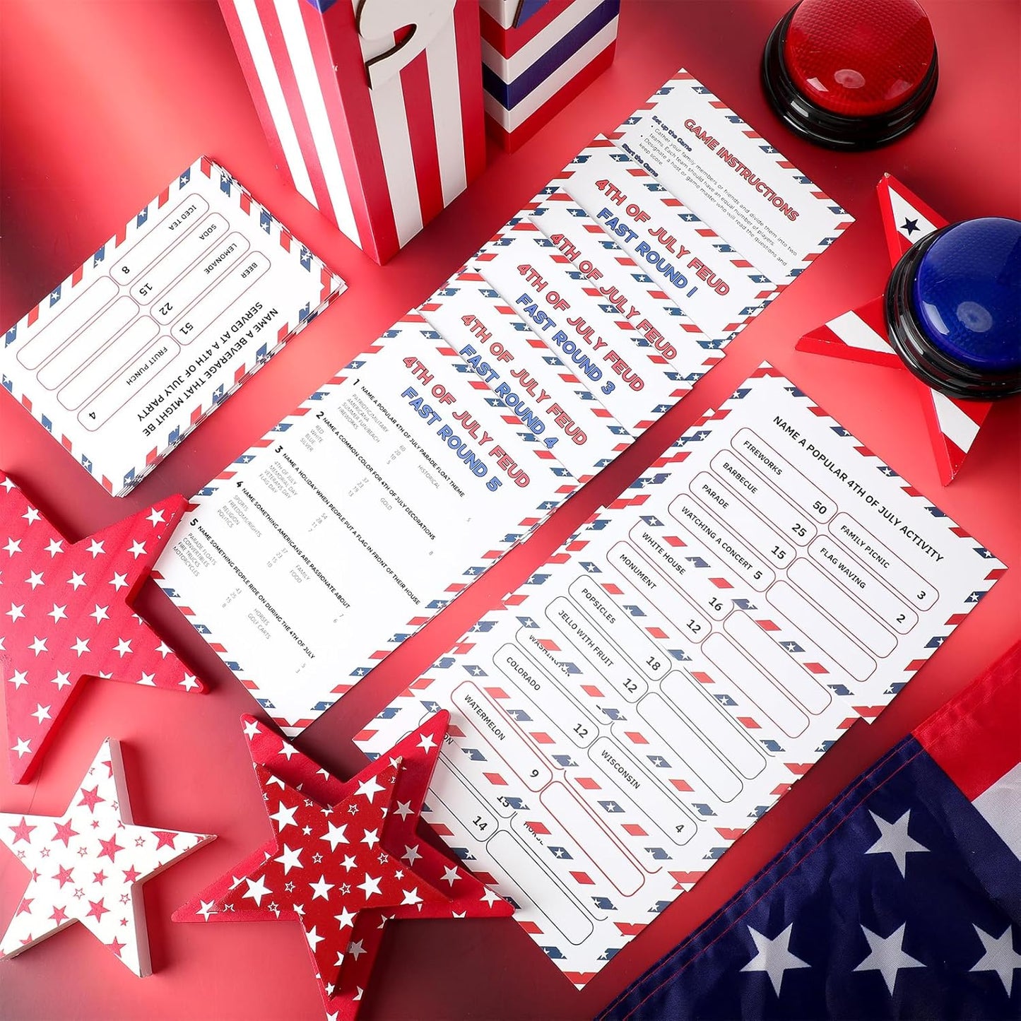 20 Pcs Retirement Friendly Feud Game Set Retirement Party Game Trivia Quiz with 18 Card 2 Buzzer for Adults Family Games Activities Party Supplies, Battery Not Included