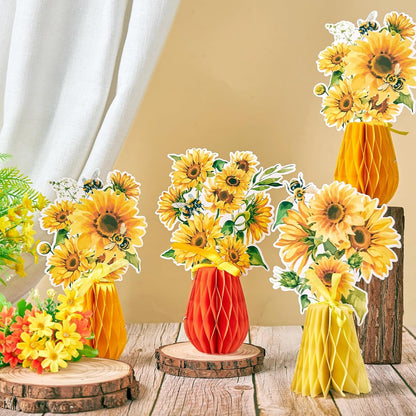 SUNBEAUTY 9PCS Spring Wildflower Party Decorations Wild Flowers Honeycomb Centerpieces for Tables Wildflower Birthday Spring Flower Theme Party Decorations for Garden Baby Shower, Easter, Mothers Day