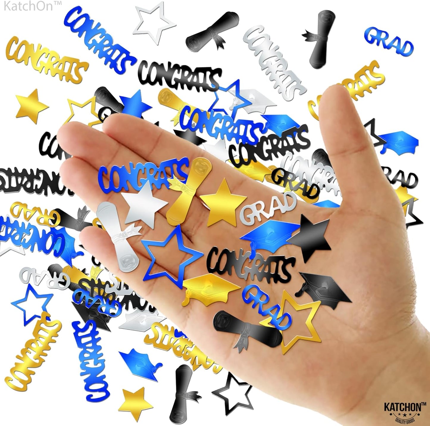 Black and Gold Grad Graduation Decorations 2026 - Pack of 1000, Congrats Grad Graduation Confetti 2026 | Grad Confetti Class of 2026 for Black and Gold 2026 Graduation Decorations, KatchOn