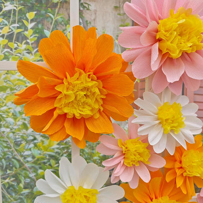 Crepe Paper Flower for Wall Decor Girls Birthday Party Backdrop Baby Shower Nursery Room Decoration Pack of 9 (Pastel)