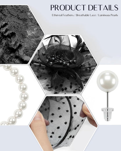 Girls Tea Party Fascinators Hats for Kids Fascinator Tea Party Hat Headband with Gloves Accessories for Girls