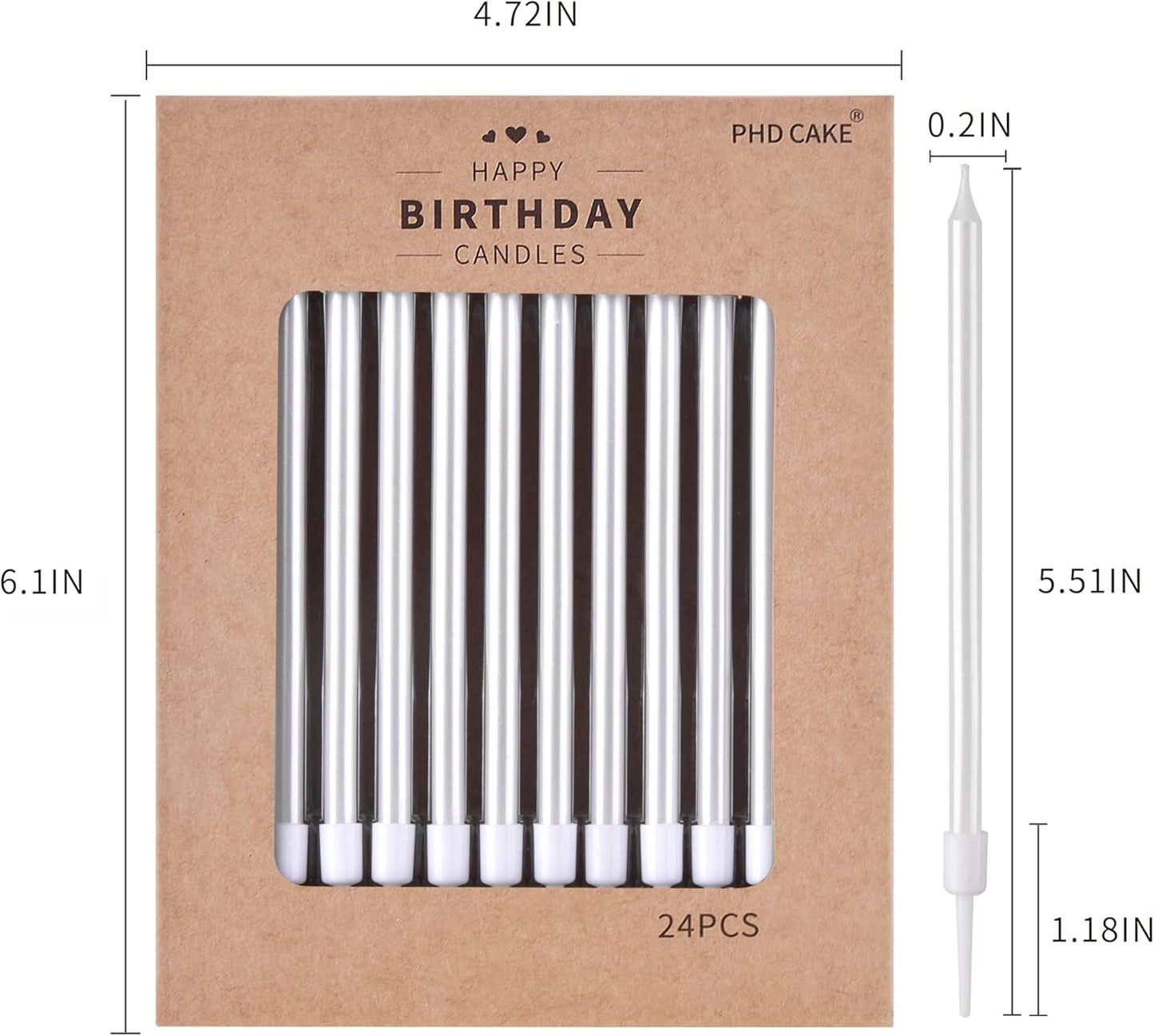 PHD CAKE Champagne Gold Long Thin Metallic Birthday Candles, Cake Candles, Birthday Parties, Wedding Decorations, Party Candles